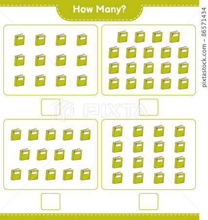 Counting game, how many Book. Educational children game, printable worksheet, vector illustration 86571434