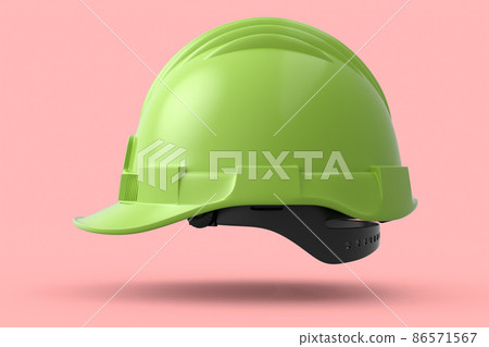 Green safety helmet or hard cap isolated on pink background 86571567