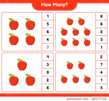 Counting game, how many Apple. Educational...-插圖素材 [86571716] - PIXTA圖庫