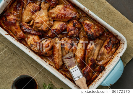 Barbecue chicken wings. Slow cooker sweet and spicy. Oven baked marinated chiken Barbecue chicken wings. Slow cooker sweet and spicy. Oven baked marinated chiken 86572170