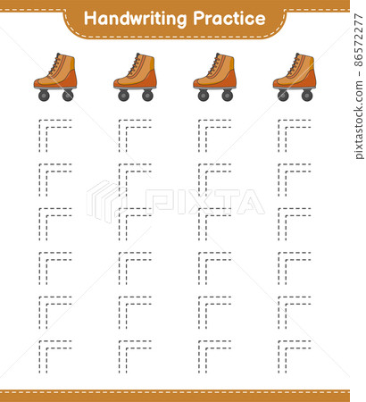 Handwriting practice. Tracing lines of Roller Skate. Educational children game, printable worksheet, vector illustration Handwriting practice. Tracing lines of Roller Skate. Educational children game, printable worksheet, vector illustration 86572277