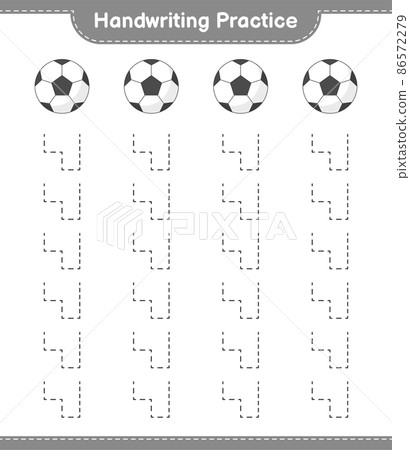 Handwriting practice. Tracing lines of Soccer Ball. Educational children game, printable worksheet, vector illustration 86572279