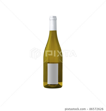 white wine bottle with blank label isolated on white background. white wine bottle with blank label isolated on white background. 86572626