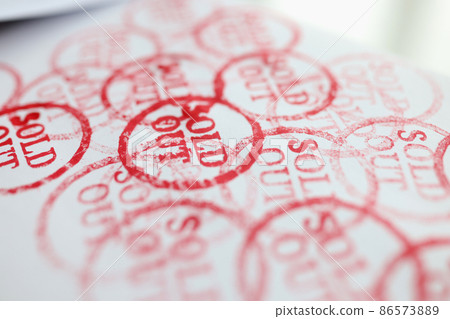 Red stamp sold out on white background 86573889