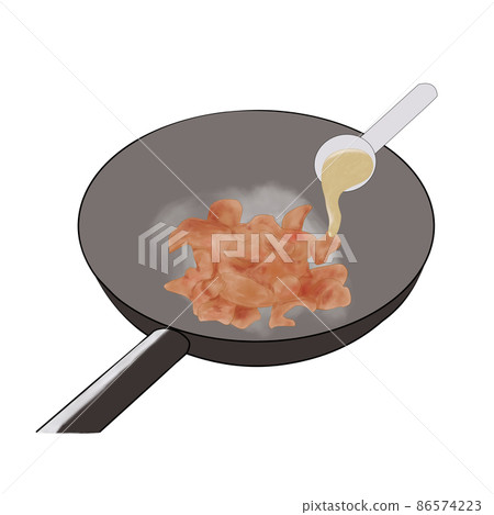 炒肉加調味料的圖片說明(手繪) 炒肉加調味料的圖片說明(手繪) 86574223
