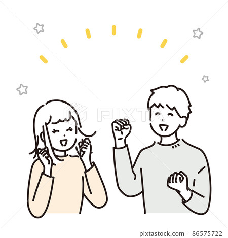 Image illustration material of rejoicing men and women 86575722