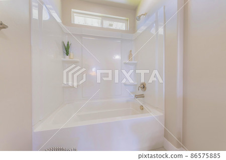 Tub shower combo kit with acrylic wall panel and corner shelves Tub shower combo kit with acrylic wall panel and corner shelves 86575885