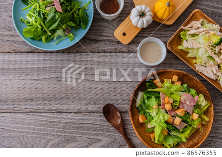 Salad vegetable vegetable tableware bird's-eye view shooting image 86576355