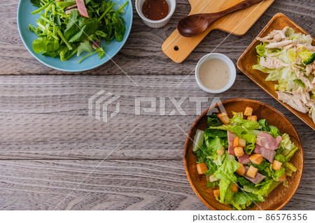Salad vegetable vegetable tableware bird's-eye view shooting image 86576356