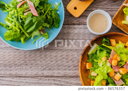 Salad vegetable vegetable tableware bird's-eye view shooting image 86576357