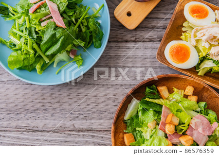 Salad vegetable vegetable tableware bird's-eye view shooting image 86576359