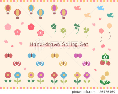Spring hand-painted set, hand-painted hand-drawn style illustration, cherry blossom, strawberry, butterfly, butterfly, flower, plum, balloon, dandelion, bird, strawberry Spring hand-painted set, hand-painted hand-drawn style illustration, cherry blossom, strawberry, butterfly, butterfly, flower, plum, balloon, dandelion, bird, strawberry 86576369