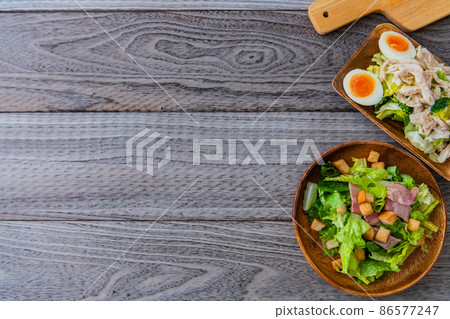 Salad vegetable vegetable tableware bird's-eye view shooting image 86577247