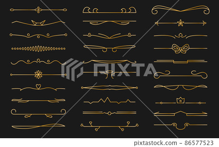 Dividers text flourish separator gold ornament set Dividers text flourish separator gold ornament set 86577523