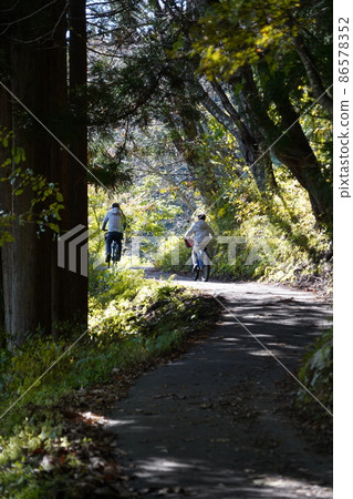 Nagano Prefecture Autumn Shio no Michi Walking, cycling with parents and children (around Lake Nakatsuna in Shinshu Omachi) Nagano Prefecture Autumn Shio no Michi Walking, cycling with parents and children (around Lake Nakatsuna in Shinshu Omachi) 86578352