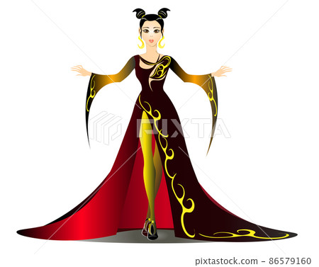Charming fashionable Lady in long dress vector 86579160