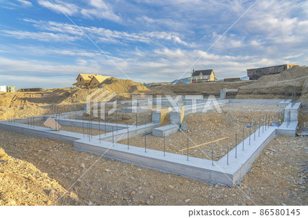 Concrete foundation of a house at the basement in Daybreak, Utah Concrete foundation of a house at the basement in Daybreak, Utah 86580145