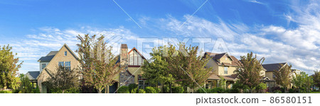 Panoramic residential houses with trees at the front in Daybreak, Utah Panoramic residential houses with trees at the front in Daybreak, Utah 86580151