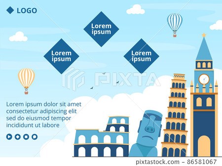 World Heritage Day Brochure Template Flat Design Illustration Editable of Square Background Suitable for Social Media, Greeting Card and Web Ads 86581067