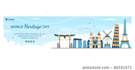 World Heritage Day Banner Template Flat Design Illustration Editable of Square Background Suitable for Social Media, Greeting Card and Web Ads 86581071