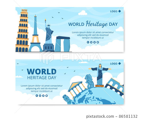 World Heritage Day Banner Template Flat Design Illustration Editable of Square Background Suitable for Social Media, Greeting Card and Web Ads 86581132