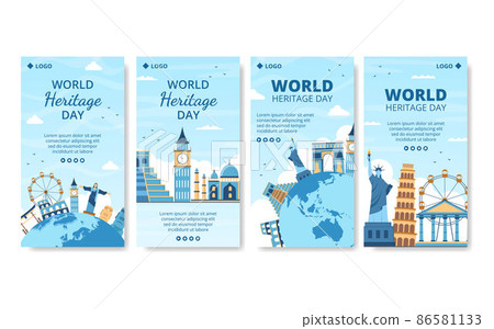 World Heritage Day Stories Template Flat Design Illustration Editable of Square Background Suitable for Social Media, Greeting Card and Web Ads 86581133