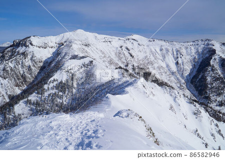 View of the northeast side (Mt. Hotaka, Mt. Nakanodake) from the summit of Mt. 86582946