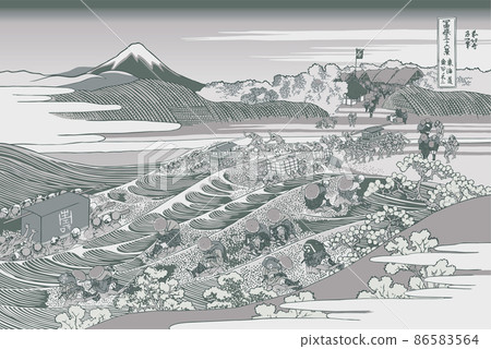 葛飾北齋形象東海道金谷之富士題銀 86583564
