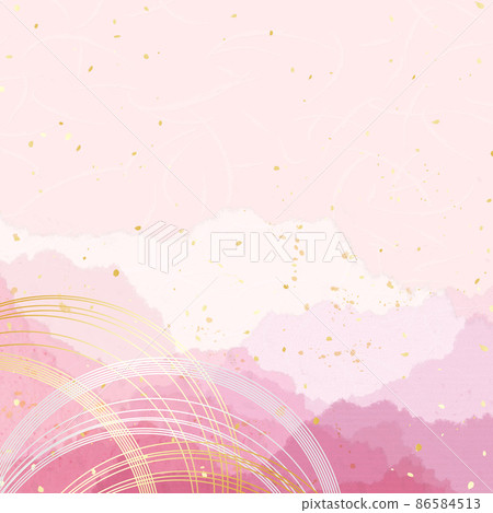 看起來像一堆金銀水引和撕破的日本紙的日式背景插圖 86584513