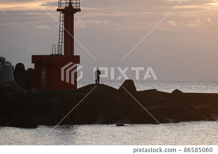 Hiwasa Tokushima Lighthouse and angler 86585060