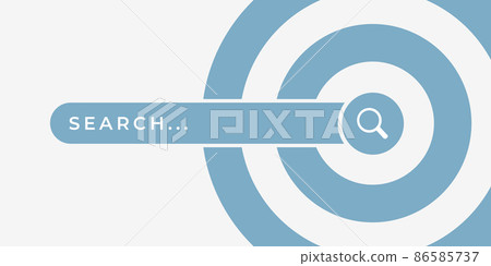 SEO concept illustration. The search bar with the magnifying glass icon. And diverging circles as a metaphor for the goal of the search SEO concept illustration. The search bar with the magnifying glass icon. And diverging circles as a metaphor for the goal of the search 86585737