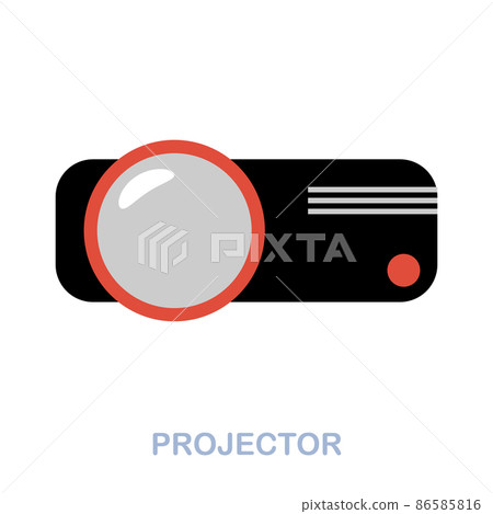 Projector flat icon. Colored element sign from office tools collection. Flat Projector icon sign for web design, infographics and more. 86585816