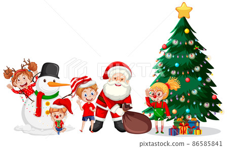 Santa Claus and children celebrating Christmas 86585841