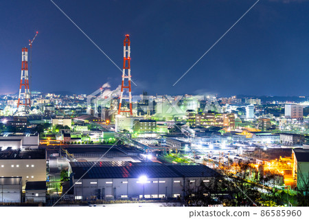 《福岡縣》 北九州工廠夜景（太陽能墨水製造方向） 取自黑崎城遺址 86585960