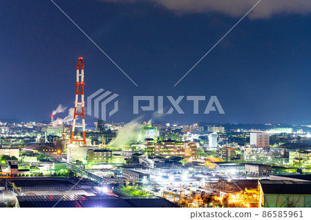 《福岡縣》 北九州工廠夜景（太陽能墨水製造方向） 取自黑崎城遺址 86585961