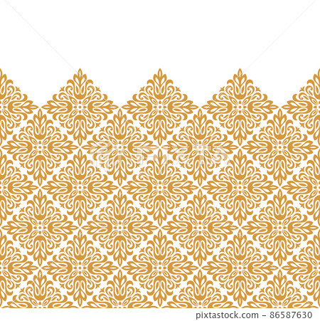 Wallpaper in the style of Baroque. Modern vector background. White and gold floral ornament. Graphic pattern for fabric, wallpaper, packaging. Ornate Damask flower ornament Wallpaper in the style of Baroque. Modern vector background. White and gold floral ornament. Graphic pattern for fabric, wallpaper, packaging. Ornate Damask flower ornament 86587630