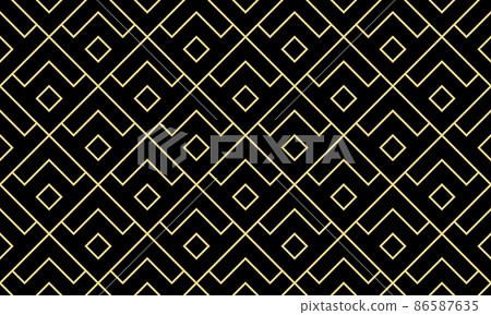 The geometric pattern with lines. Seamless vector background. Gold and black texture. Graphic modern pattern. Simple lattice graphic design The geometric pattern with lines. Seamless vector background. Gold and black texture. Graphic modern pattern. Simple lattice graphic design 86587635