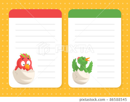 Lined Card with Chick Hatching from Eggs Vector Template Lined Card with Chick Hatching from Eggs Vector Template 86588545
