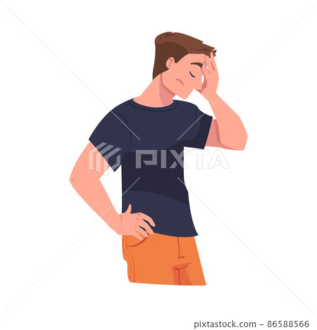 Angry Man Holding Hand on His Forehead Arguing Having Conflict with Somebody Vector Illustration Angry Man Holding Hand on His Forehead Arguing Having Conflict with Somebody Vector Illustration 86588566