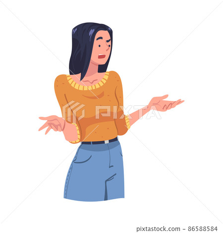 Angry Woman Arguing Having Conflict with Somebody Vector Illustration 86588584