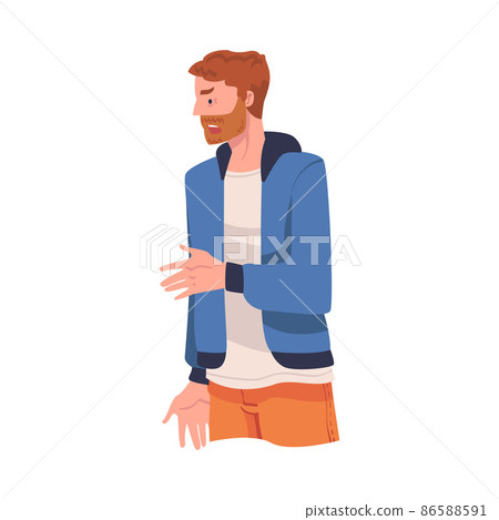 Angry Man Arguing Having Conflict with Somebody Vector Illustration Angry Man Arguing Having Conflict with Somebody Vector Illustration 86588591