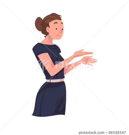Angry Woman Arguing Having Conflict with Somebody Vector Illustration Angry Woman Arguing Having Conflict with Somebody Vector Illustration 86588597