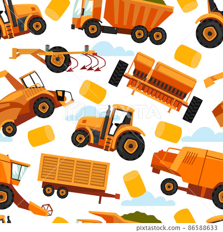 Agricultural Machinery for Farming and Rural Industry Vector Seamless Pattern Template Agricultural Machinery for Farming and Rural Industry Vector Seamless Pattern Template 86588633