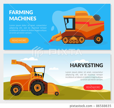 Agricultural Machinery for Farming and Rural Industry Vector Banner Template 86588635