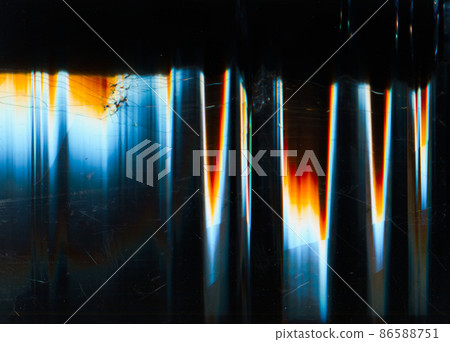 Broken screen texture. Color glitch overlay. Cracked monitor. Blue orange white red glow artifacts dust scratch digital noise on dark black filter. Broken screen texture. Color glitch overlay. Cracked monitor. Blue orange white red glow artifacts dust scratch digital noise on dark black filter. 86588751