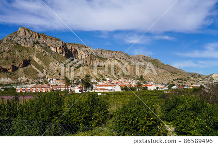 Landscape view of Villanueva del Rio Segura in Valley of Ricote, Murcia Spain 86589496