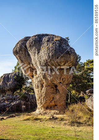 Unique rock formations in La Ciudad Encantada or Enchanted City near Cuenca, Spain, Castilla la Mancha 86589516