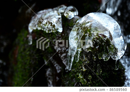 Mountain stream winter 86589560