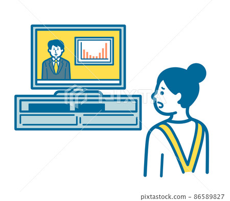 一個擔心看新聞節目的女人 一個擔心看新聞節目的女人 86589827