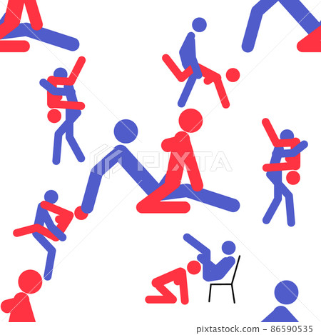 Kama Sutra seamless pattern design poster fabric. Kamasutra sketchy poses for making love. Set. Standing positions 86590535
